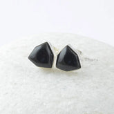 Black Onyx Silver Earrings, Black Onyx 10x10mm Trillion Hexagon Sterling Silver Earrings, Gemstone Earrings, Stud Earrings, Gift For Women